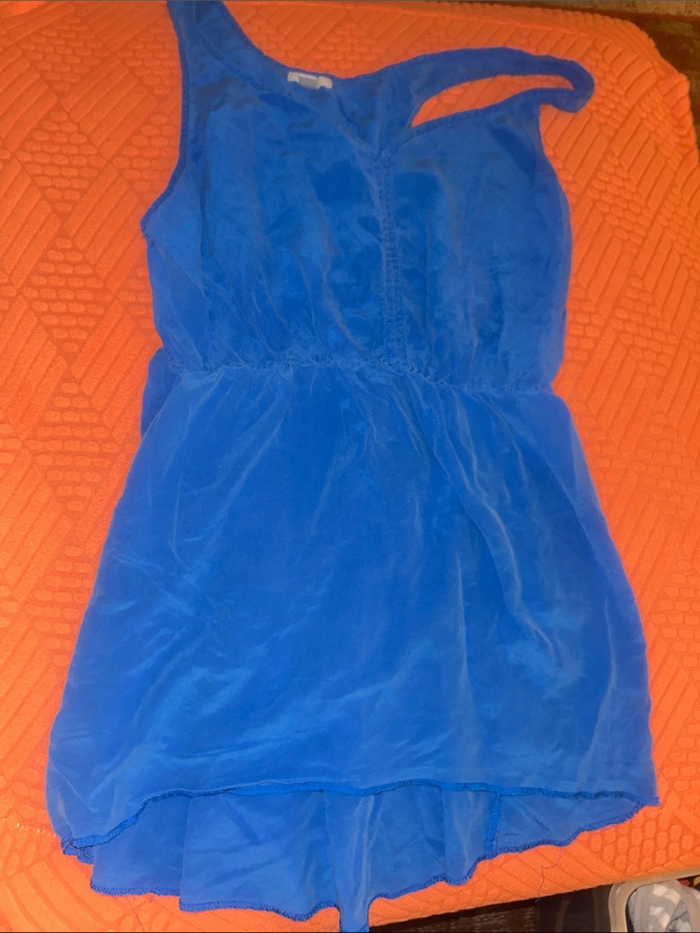 Bright Royal Blue One-Shoulder Chiffon Dress